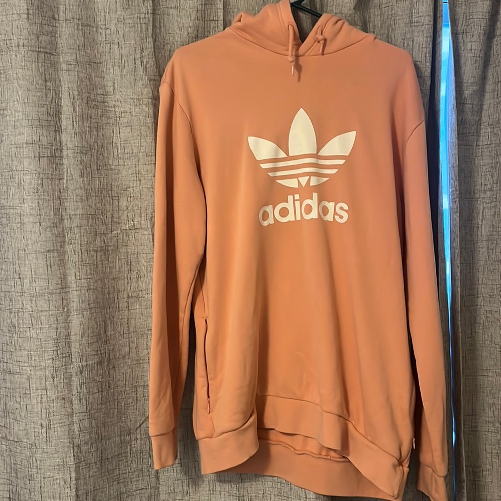 Adidas peach/coral sweatshirt with zip pockets